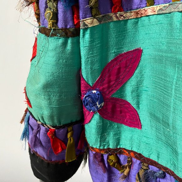 Allure Sz Medium Silk Rayon Color Block Embellished Jacket - Picture 15 of 16